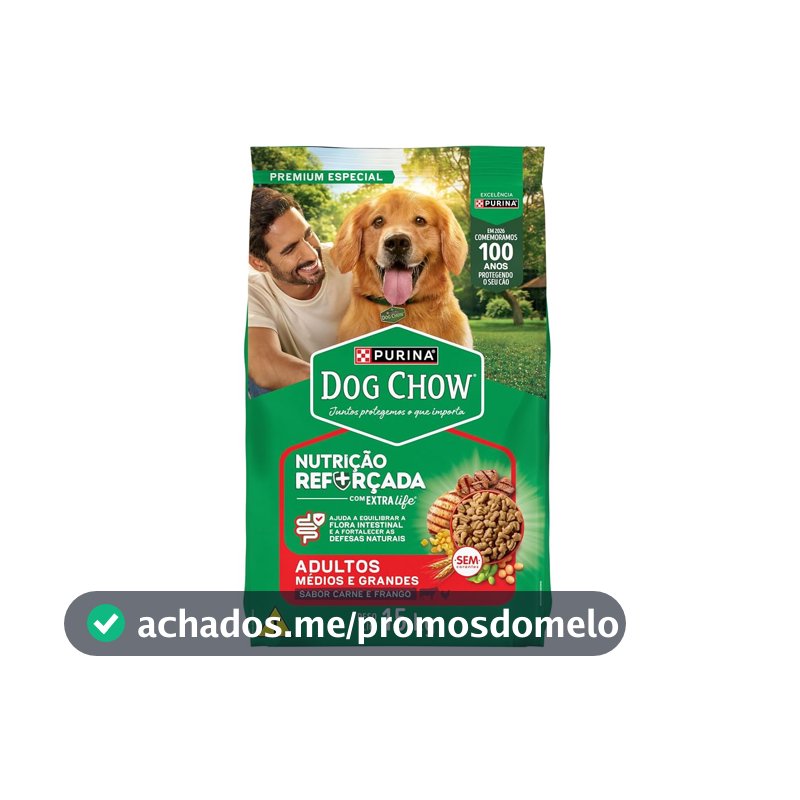 Ração Seca para Cães Adultos Médios e Grandes Purina Dog Chow, 15kg
