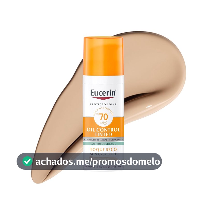 EUCERIN Protetor Solar Facial Oil Control Cor Clara FPS 70 50ml, Antioleosidade, Proteção UVA, UVB e Luz Visível, Pele Oleosa