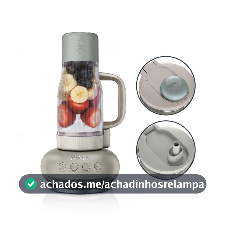Ninja Blendboss Blendboss Personal Blendboss Smoothies and Frozen Bebidas Misturador com Tampa À Prova de Fugas, Bico de Bebida e Canudo Removível, Tecnologia Auto iQ, 1200 Peaks Mint