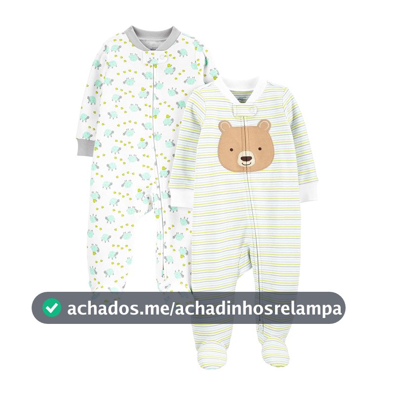 Macacão de dormir para bebês Pacote com 2 pares neutros de algodão com pés para dormir e brincar Simple Joys by Carter'sUnisex Bebê