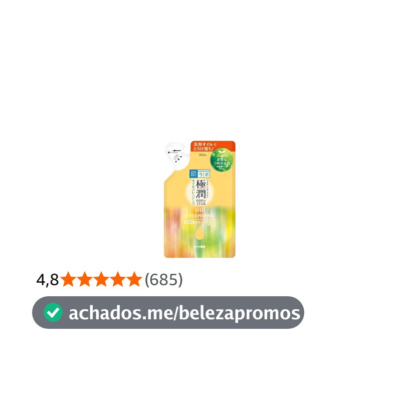 Hada Labo Demaquilante Cleansing Oil Refil - Limpador Facial 180 ml - Remove Maquiagem Resistente à Água - Limpeza Eficaz sem Ressecar