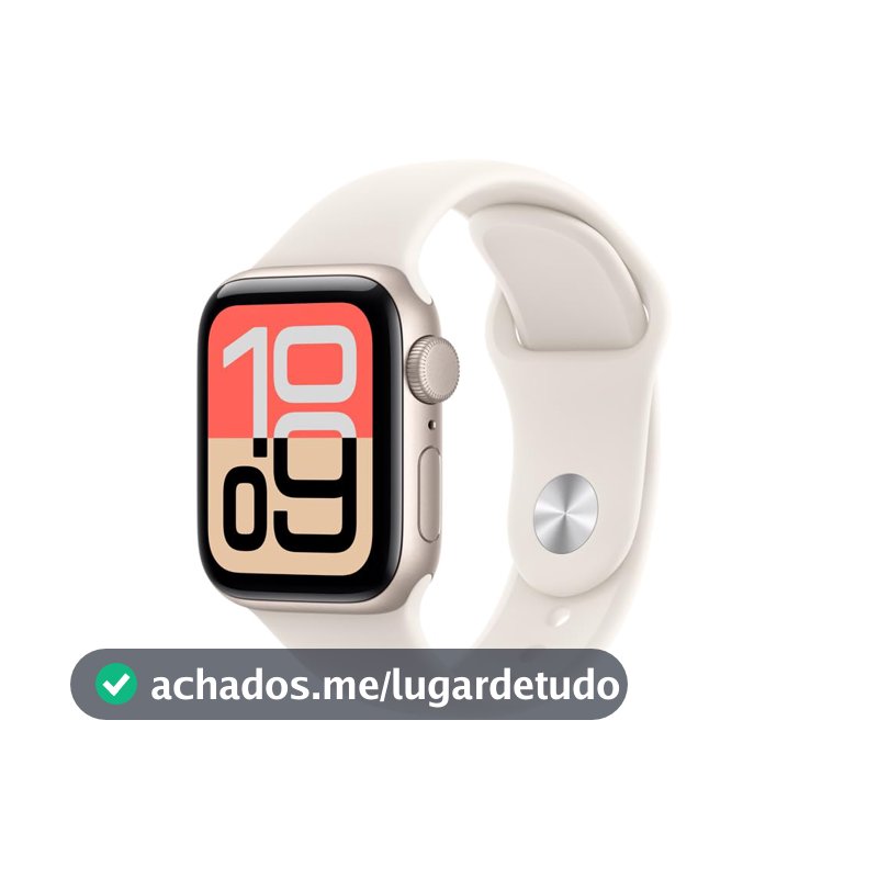 Apple Watch SE 3 GPS, Caixa em alumínio luz das estrelas de 40 mm com Bracelete desportiva luz das estrelas - P/M