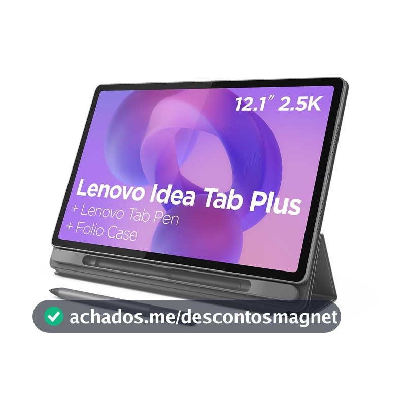 Tablet Lenovo Idea Tab Plus 12.1" 2.5K 90Hz - Octa-Core, 8GB RAM, 128GB, Wi-Fi 5, Android 15, Caneta e Case