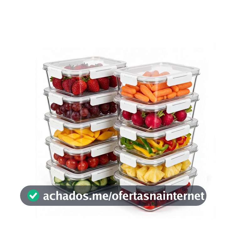 Oikos - Kit 10 Potes de Marmita 370ml Vidro Herméticos com Trava