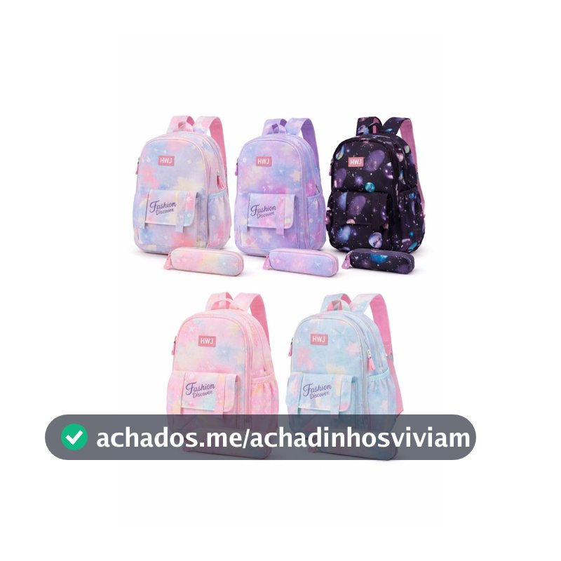 Mochila Infantil Feminina Colorida Escolar Grande Resistente Alças Acolchoadas Compartimentos Internos Impermeável com Bolso Frontal Estampa Colorida 42cm Menina