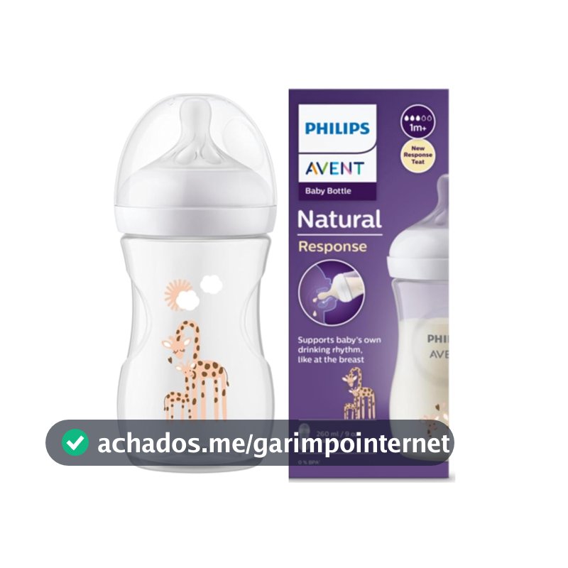 Mamadeira Philips Avent Pétala 3.0, Decorada Girafa, Fluxo 3, 260ml