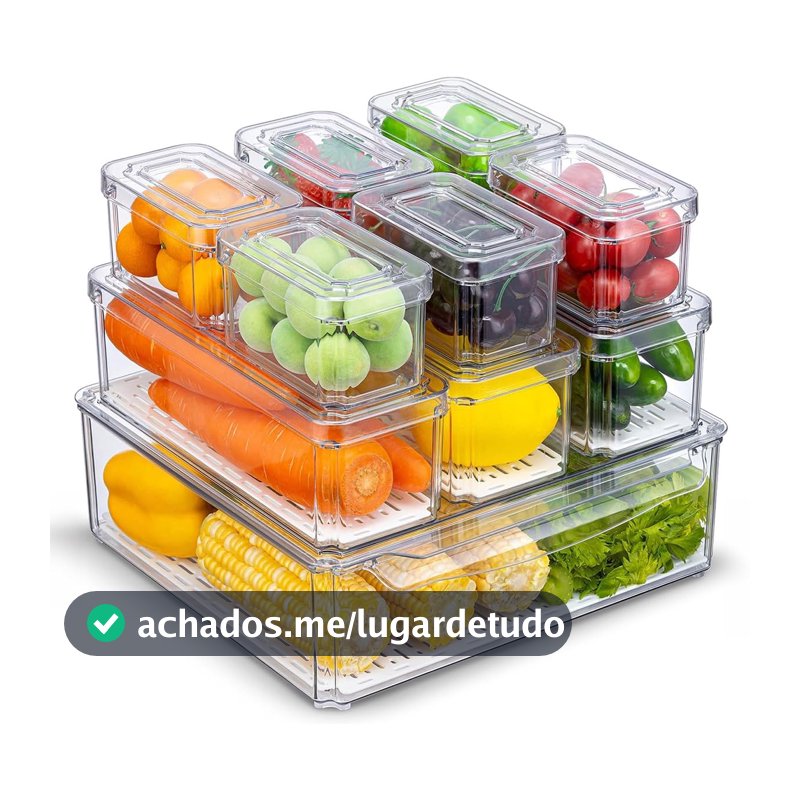 Oikos - Kit 10 Organizadores De Geladeira com Tampa