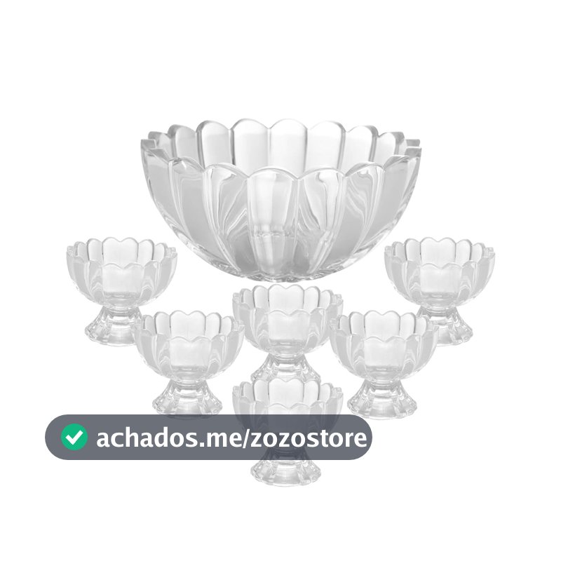 WOLFF - Conjunto 7 Peças Bowl com 6 Taças para Sobremesa Geneva 1,1L/125ml