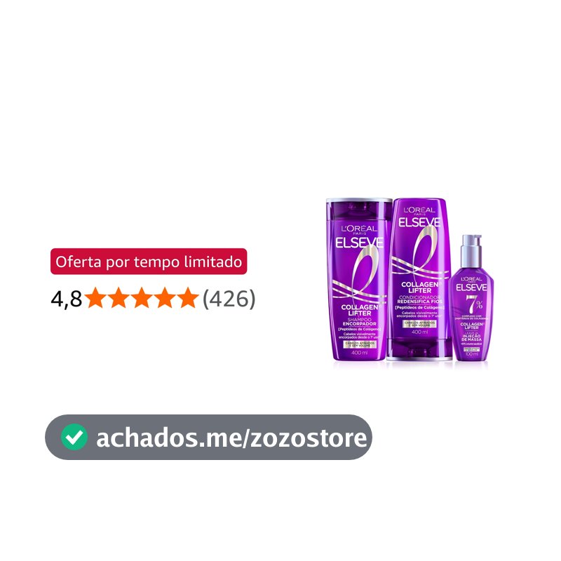 Shampoo Condicionador Sérum Elseve L'Oréal Colágeno 400ml+400ml+100ml