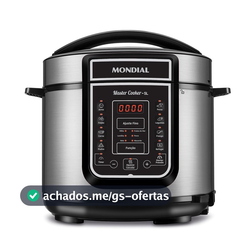 MONDIAL Panela de Pressão Digital, Master Cooker - 5L, 220V, Preto, 900W - PE-38