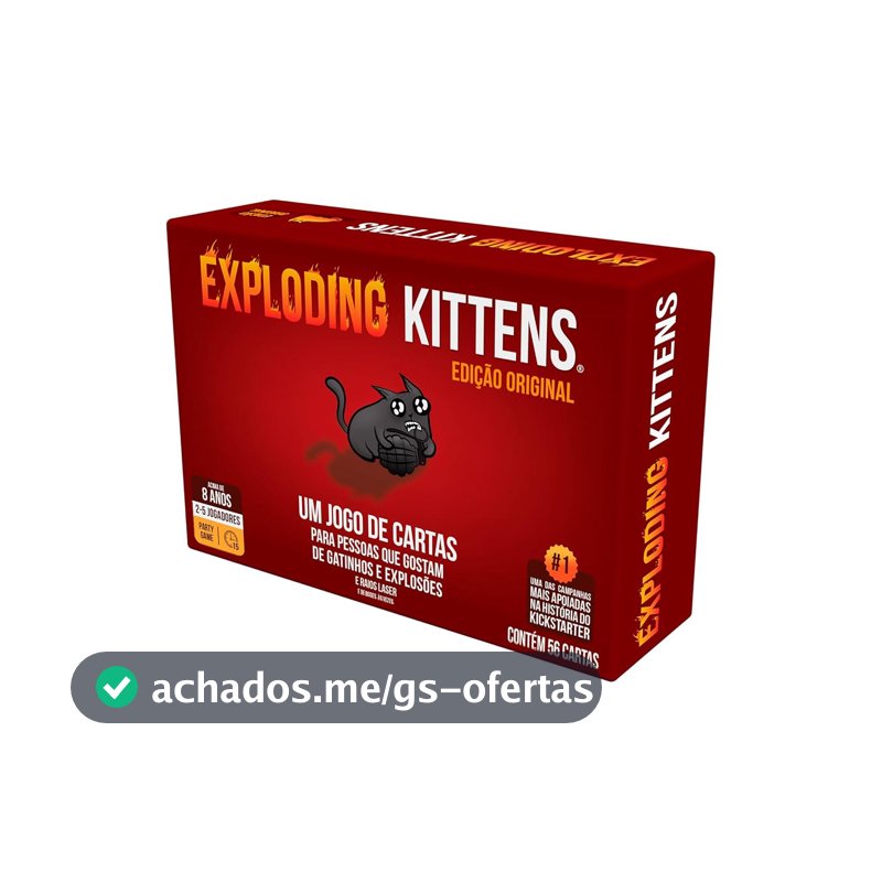 Asmodee, Exploding Kittens, Jogo de Cartas para 2 a 5 Jogadores