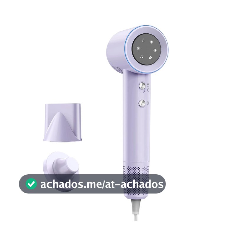 GOKOCO Secador De Cabelo Profissional 110v 127v, 120000 RPM High Speed Hair Dryer 1600W com Display Digital LED e Bocal de ar Magnético,GD029 Roxo