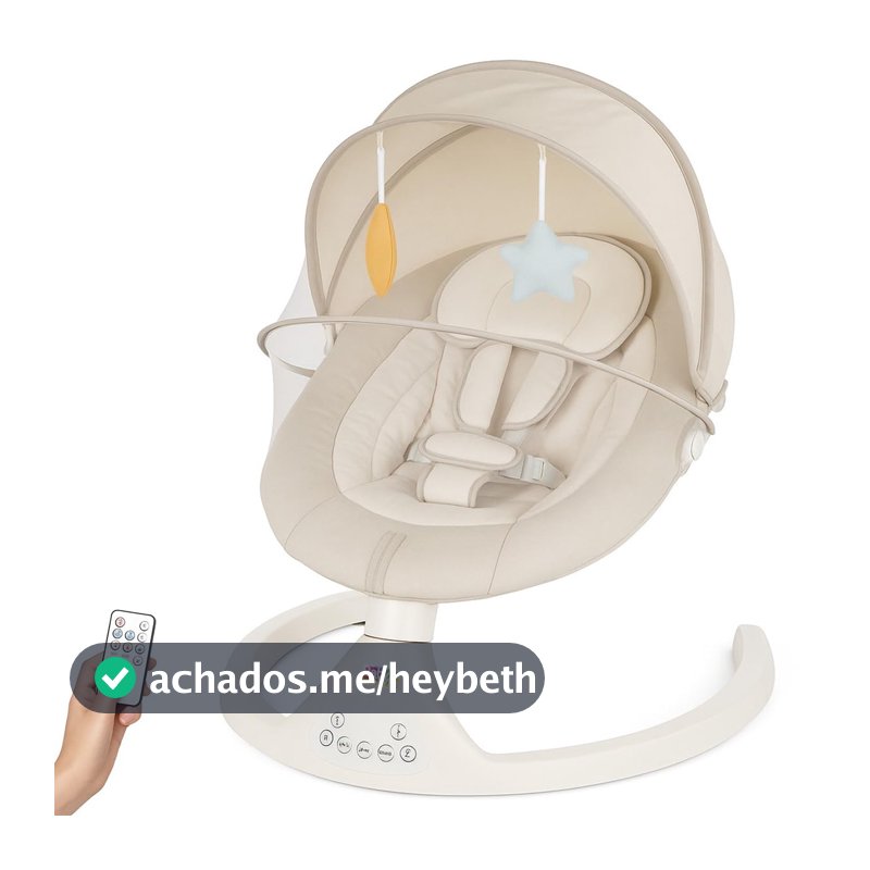 Cadeira de Descanso e Balanço para Bebê Bliss Baby Style com Música, Mosquiteiro e Controle Remoto