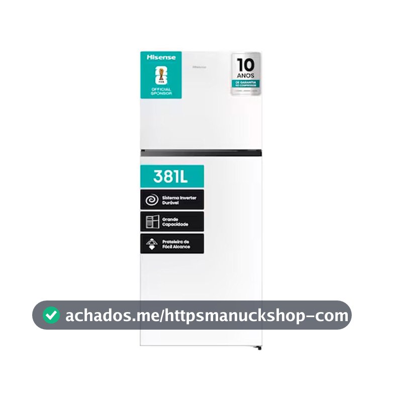 Hisense Geladeira Duplex RT375N3EWA1 381 Litros 70x63,5x172 cm Classificação Energética A Branca Inverter Total No Frost 2 Portas Frost Free