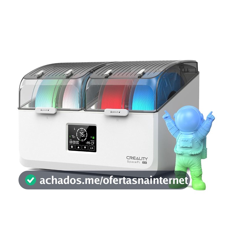 Creality Caixa de secagem de filamentos de 4 carretéis, caixa de armazenamento de filamento de impressora 3D SpacePi X4L, duas câmaras de aquecimento independentes, aquecimento rápido de até 75 °C