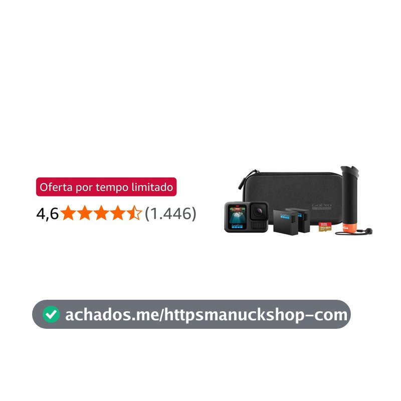 Câmera de Ação GoPro HERO13 Black, 5.3K60, 27MP, HyperSmooth 6.0, GPS, Wi-Fi 6, à Prova d'água 10m com Kit de Acessórios