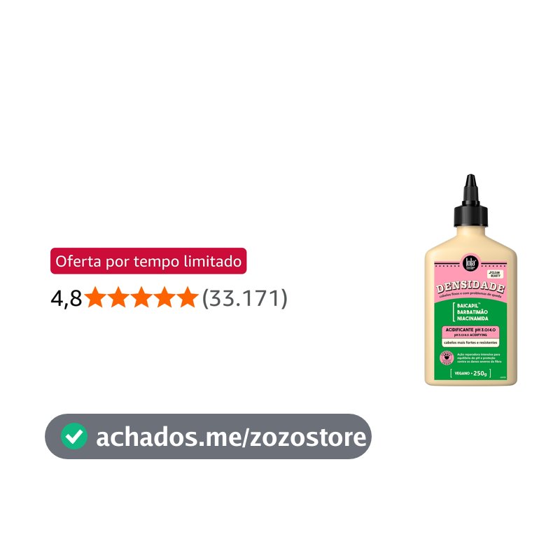 Densidade Acidificante Capilar 250g, Lola Cosmetics