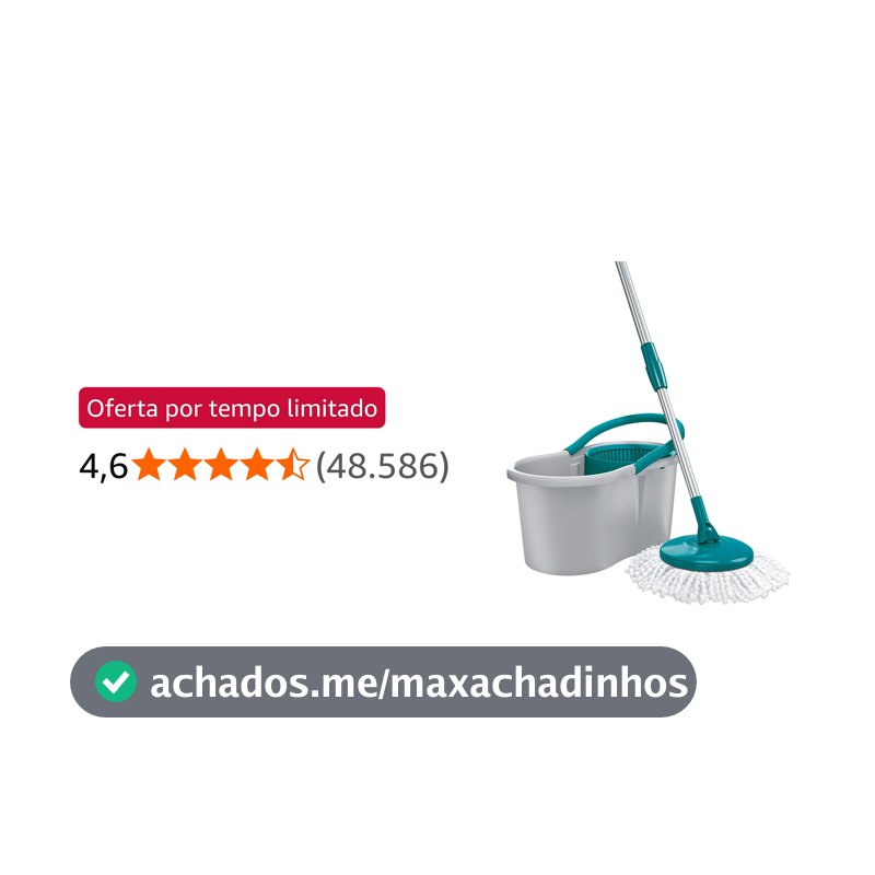 Flash Limp - Mop Giratório Fit, Balde 8 litros - MOP5010 - ABS Cinza