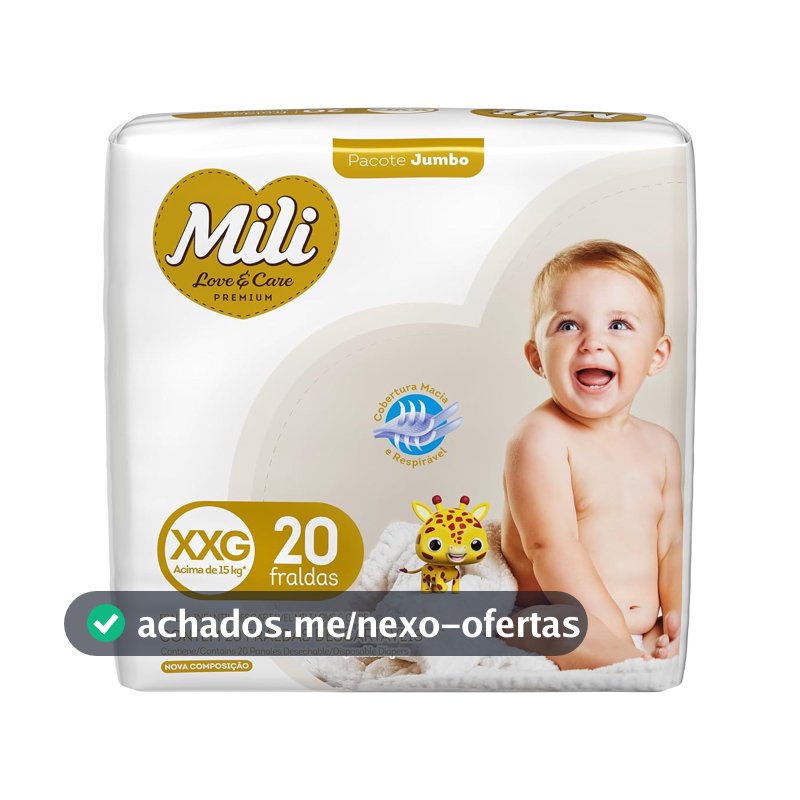 Mili Fralda Love & Care Jumbo Tamanho Xxg 1X20