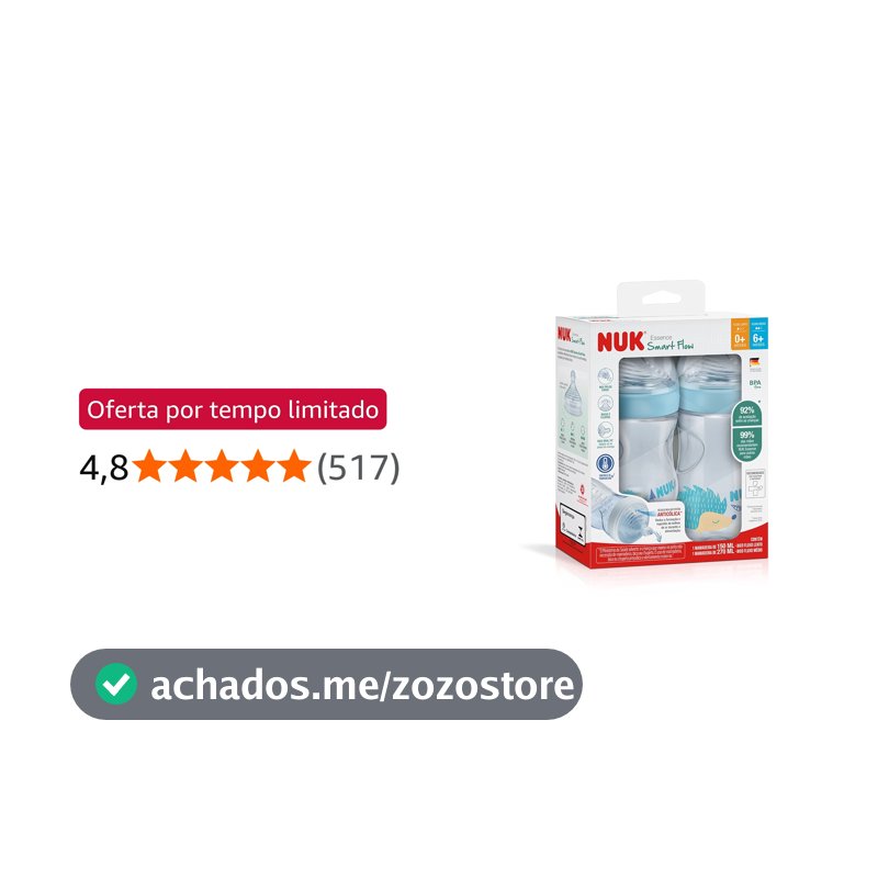 NUK Kit De Mamadeiras Anticólica Essence Smart Flow 150 E 270Ml - Azul