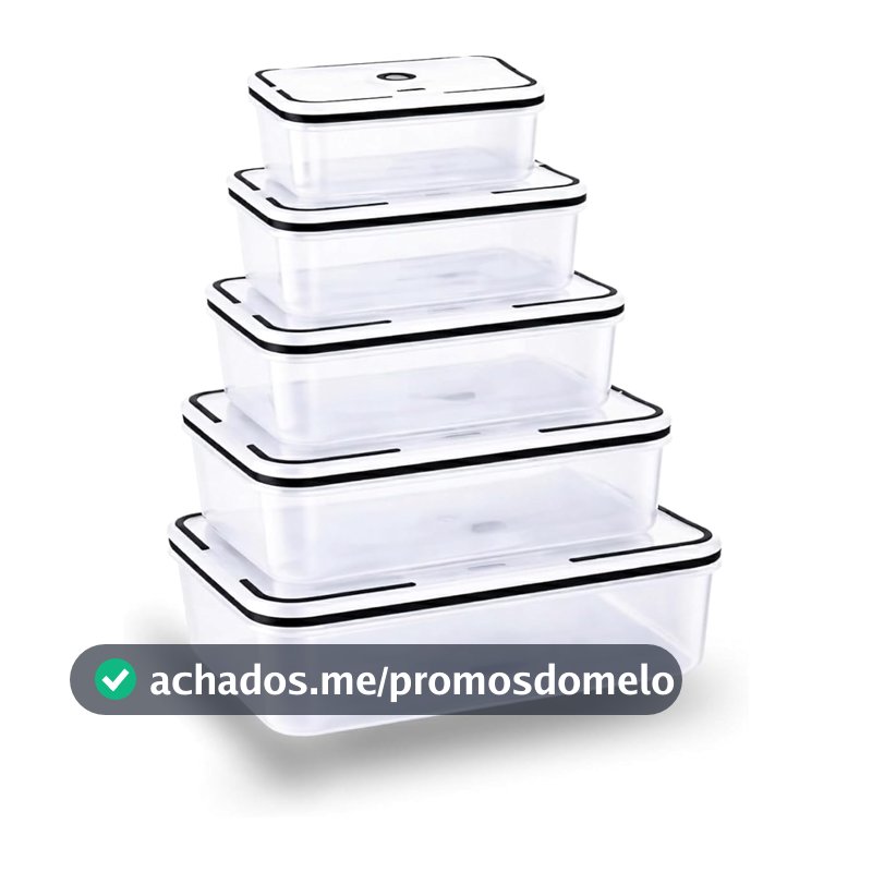 Kit 5 Potes Herméticos para Mantimentos Transparente com Tampa Hermética e Vedação em Silicone