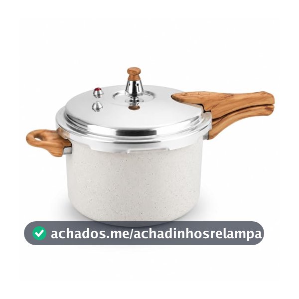 Panela de Pressão Creme 4,2L Indução 4 Válvulas Cabo de Madeira