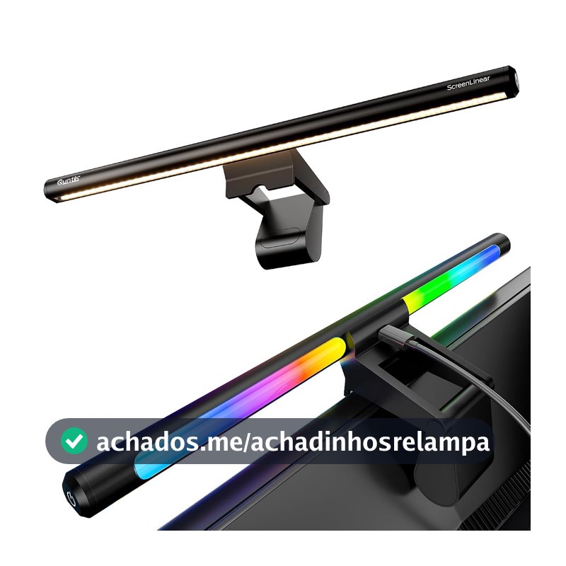 Quntis RGB Barra de Luz para Monitor Gamer, Iluminação Dupla e 24 Modos RGB