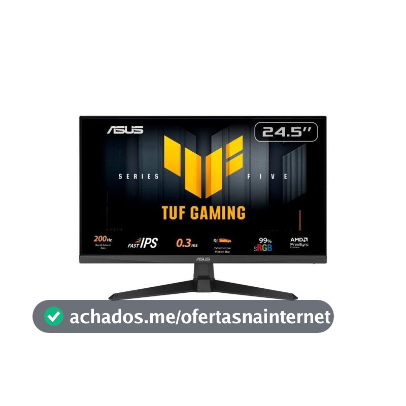 Monitor Gamer ASUS TUF 25", Full HD, 200Hz, 0.3ms, IPS, FreeSync Premium, Som Integrado, Preto - VG259Q5A
