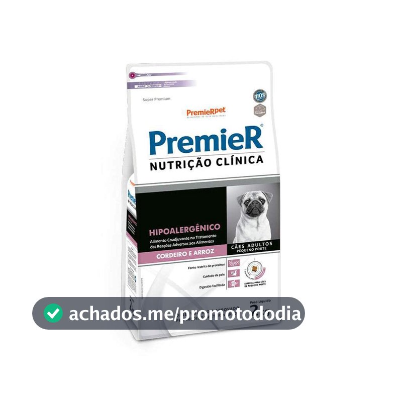 Ração Para Cães de Raças Pequenas Nutrição Clánica Hipoalergenico Cordeiro e Arroz 2kg Premier