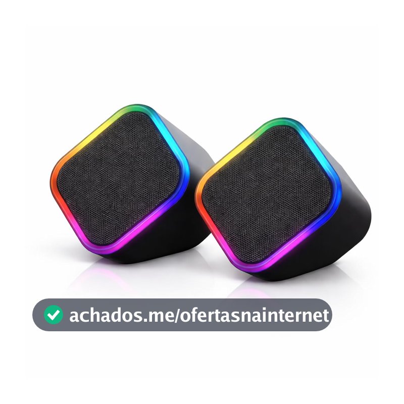 Caixa de Som para PC Gamer 6W RMS, Alto Falante Estéreo com Iluminação RGB, Alimentação USB e Áudio P2 3,5mm, Ajuste de Volume, Ideal para Notebook, Setup Gamer e Home Office
