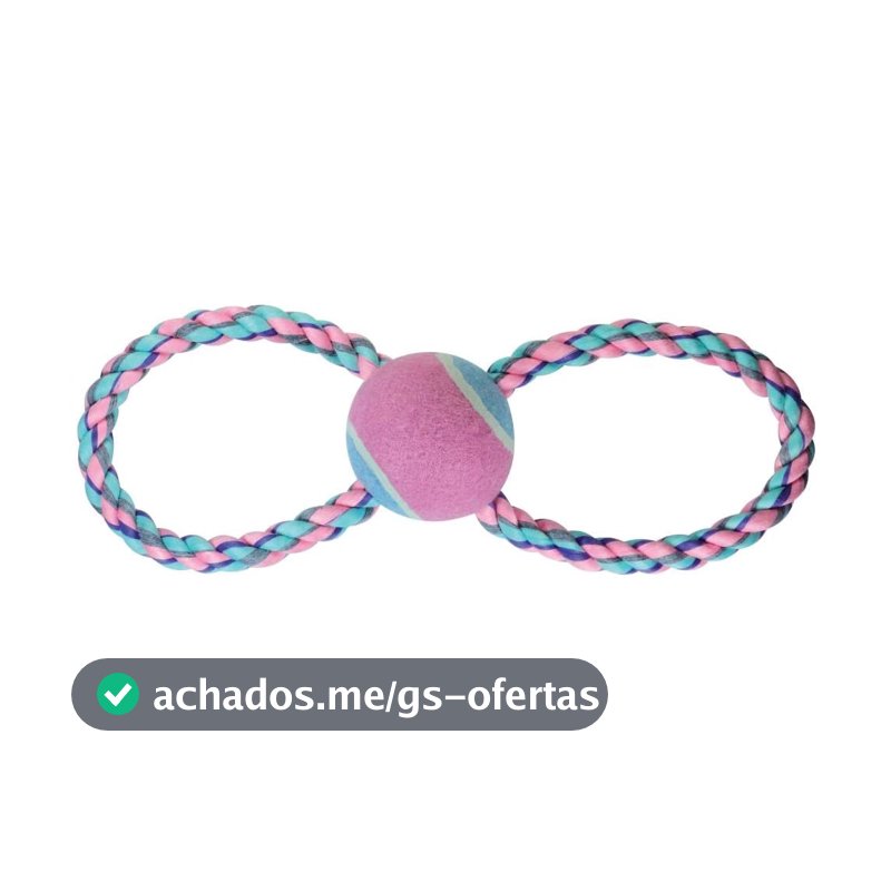 Jambo Pet Brinquedo Mordedor Corda em 8 com Bola de Tenis Pastel para Cães