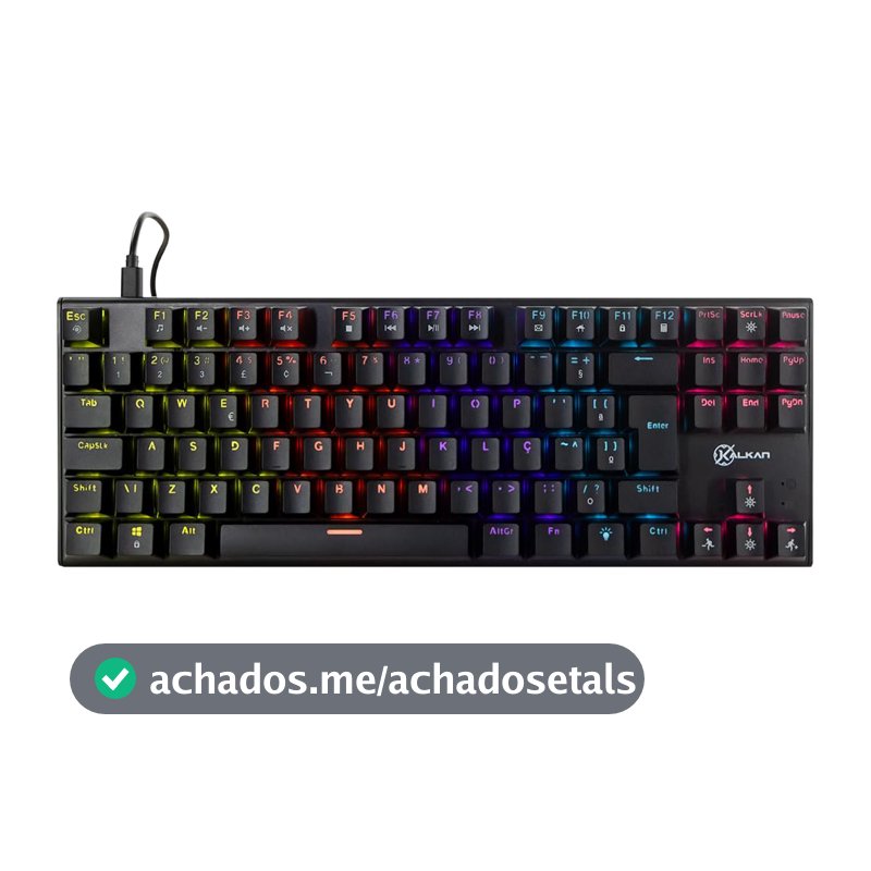 Teclado Mecânico Gamer Kalkan Loki TKL Iluminação Rainbow Preto ABNT2 Switch Marrom KLK00014