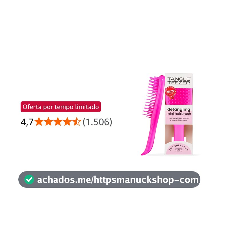 Escova de cabelo desembaraçadora The Mini Ultimate Detangler para todos os tipos de cabelo, ideal para o uso em fios úmidos. Cor: Rosa