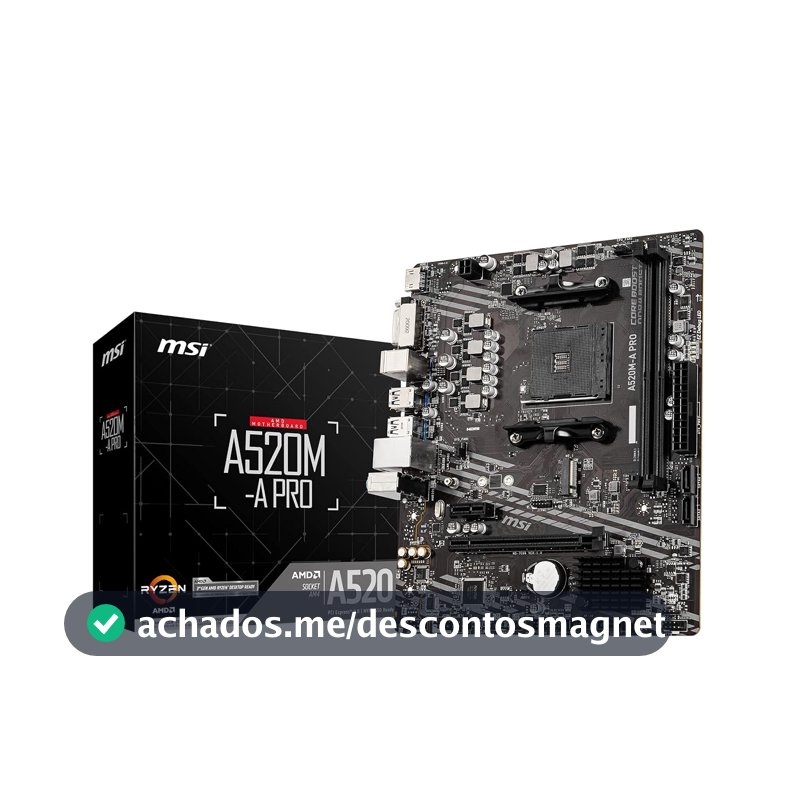 Placa Mãe MSI A520M-A PRO (AM4/2xDDR4/HDMI/DVI-D/M.2/USB 3.2)