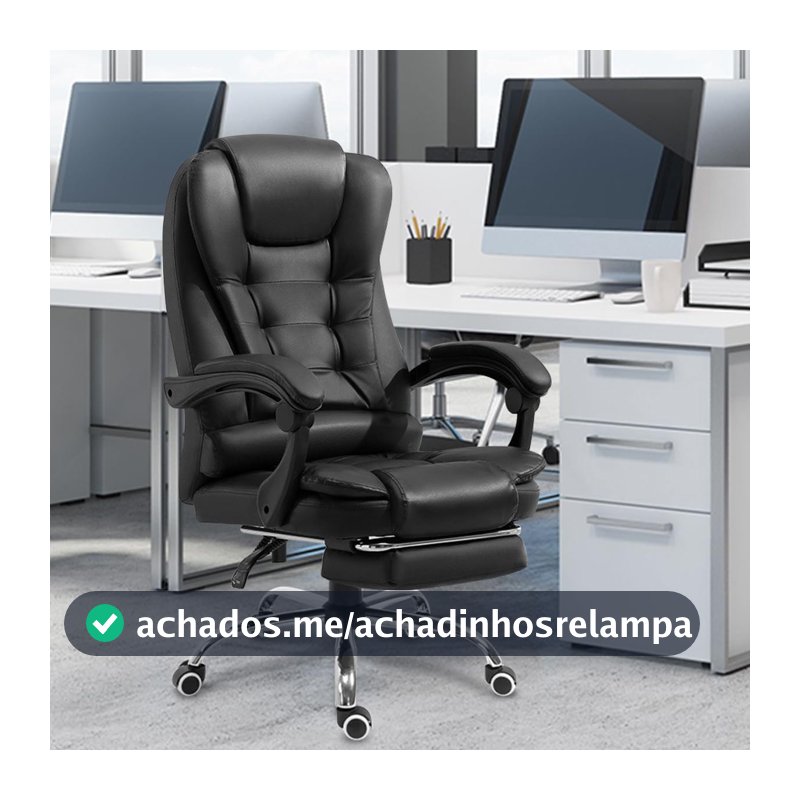 Cadeira De Escritório, Cadeira De Com Apoio Para Os Pés E Encosto Ajustável（Preto）