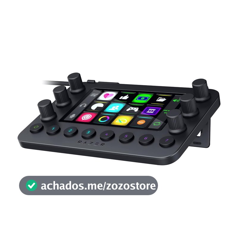 Razer Controlador de stream: teclado multifuncional para streaming - 12 teclas táteis Switchblade - 6 mostradores analógicos táteis - 8 botões programáveis - Projetado para compatibilidade com PC e