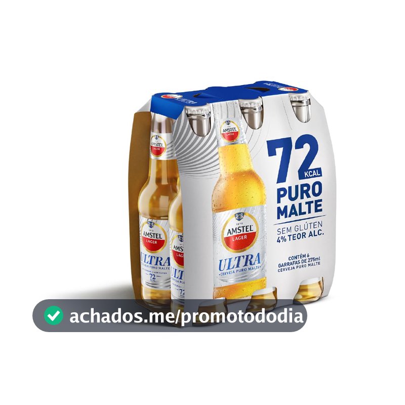 Amstel Ultra Cerveja Puro Malte, Pack de 6 Long Neck 275ml