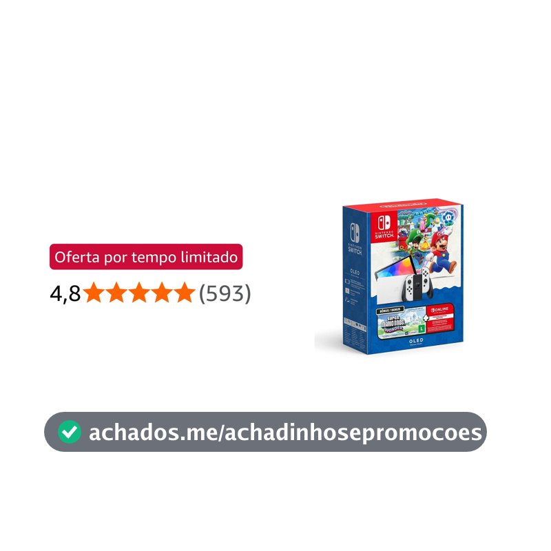 Bundle Nintendo Switch OLED + Super Mario Bros Wonder + 3 Meses de Assinatura Nintendo Switch Online