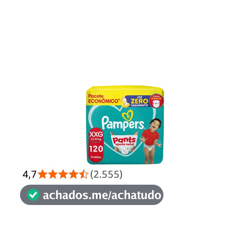 Fralda Pampers Pants Ajuste Total Tamanho XXG, 120 Unidades
