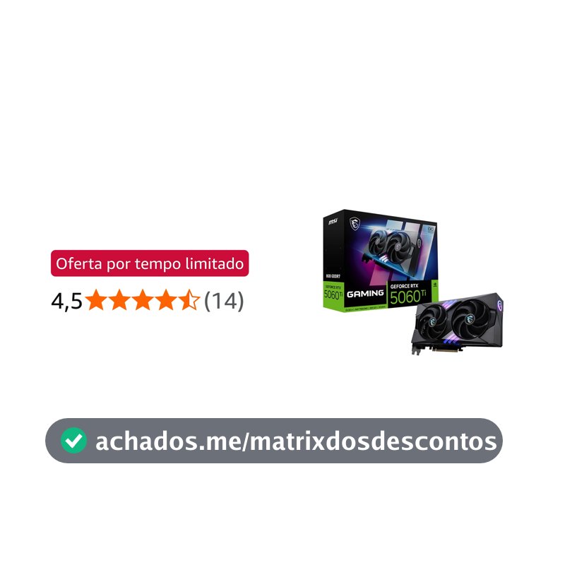 MSI Placa gráfica GeForce RTX 5060 Ti 8G Gaming OC VD9178