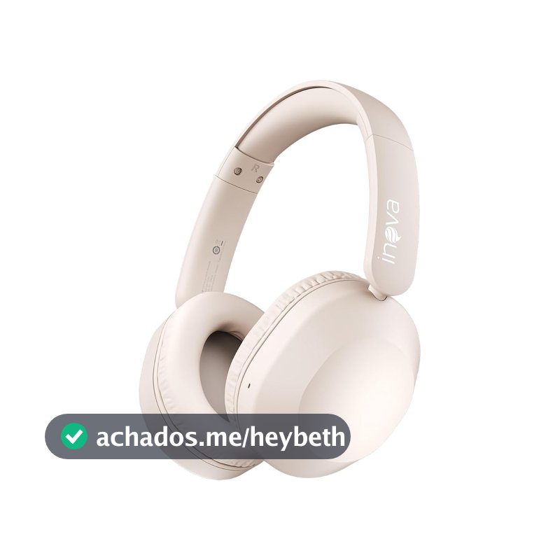INAVA Headphone Bluethooth, 25h, Áudio Hi-Res, Headset com Microfone, ENC, Fone de Ouvido Bluetooth, Suitable for Travel, Home, and Office Use (Branco)