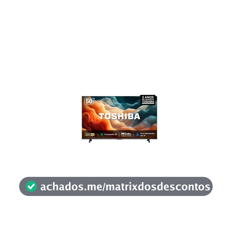 Toshiba Smart TV MiniLED QLED 4K 50" Polegadas 50M450RS com Processador de AI ZR Som Aprimorado por AI Modo Game
