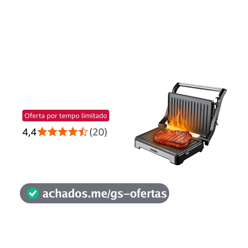 Sanduicheira e Mini Grill HQ 180º 1000W Antiaderente Inox HQ-SG002 220V