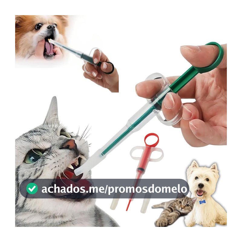 Seringa Aplicadora de Remédios e Comprimidos para Cachorro e Gato, Reutilizável, Dosador de Medicamentos para Pets