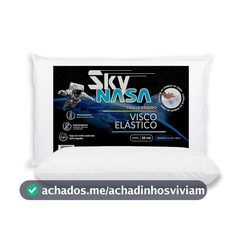 Z Pass Sleep Travesseiro Nasa Sky Viscoelástico Altura 10cm Densidade D40 Premium Capa 100% algodão para fronhas 50x70cm - Branco