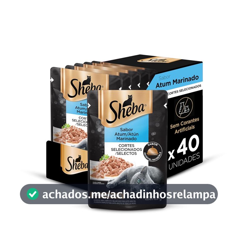 Pack Ração Úmida Sheba Sachê para Gatos Adultos Sabor Atum Marinado 85g - 40 unidades