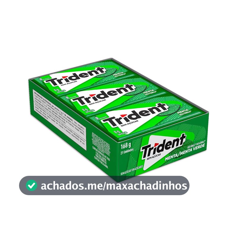 Chiclete Trident Menta Sem Açúcar - Caixa com 21 unid. de 8g