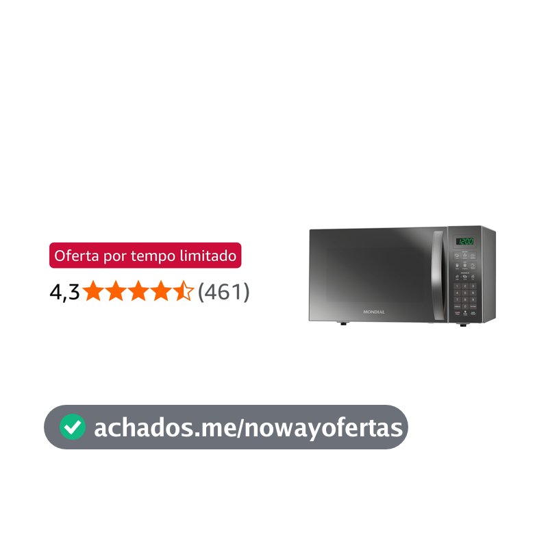 MONDIAL Micro-Ondas, Espelhado, 1400W, 220V - MO-02-34-E