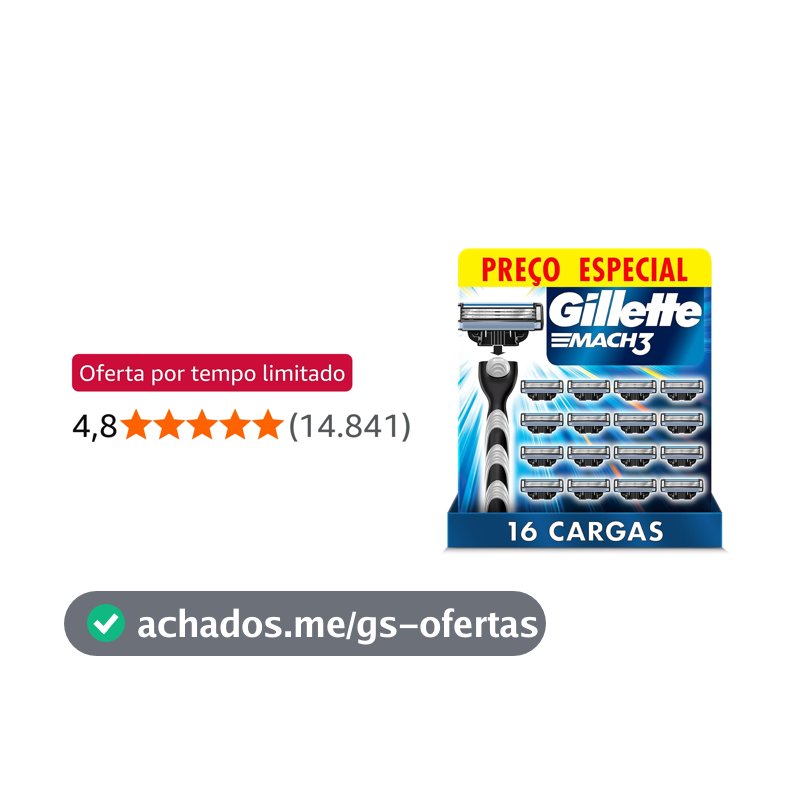 Gillette Mach3 Carga para Aparelho de Barbear 16 Unidades