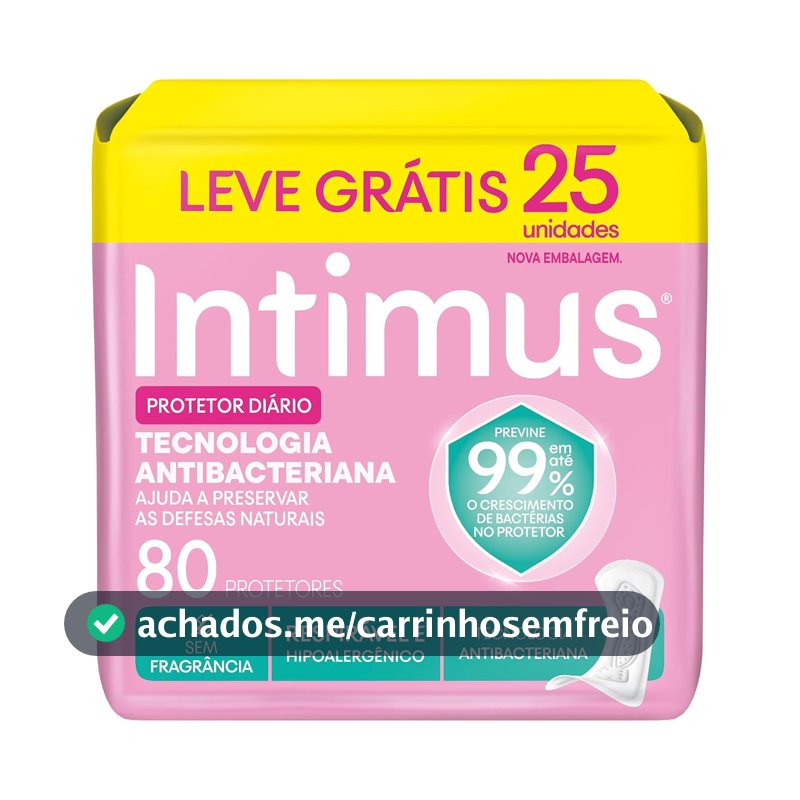 Protetor Díário Intimus® Tecnologia Antibacteriana - 80 un